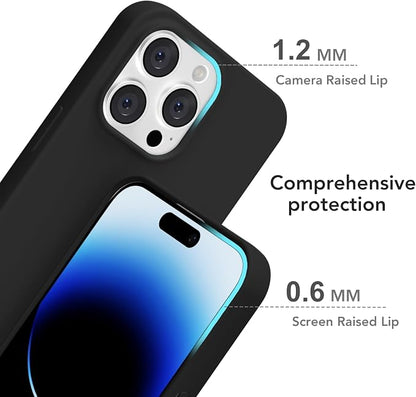 for iPhone 14 Pro Case Silicone Compatible with Magsafe Case, Ultra Slim Thin Magnetic Phone Cases Mag Safe, Cute Soft Rubber Gel TPU Matte Plain Wireless Charging Cover for Women, Black