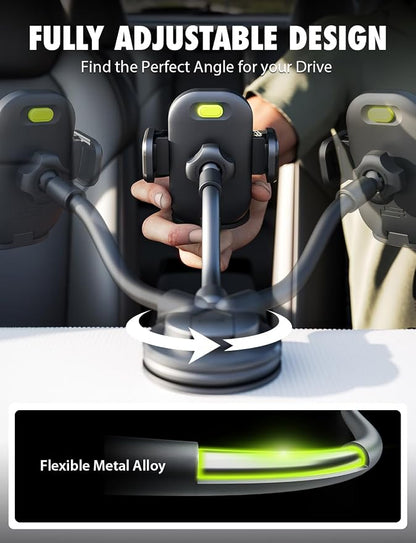 Bracketron TripGrip PRO Car Phone Holder Mount - Phone Holders for Your Car with 7.5" Flexible Gooseneck for Dash & Windshield - Compatible with Most Smartphones