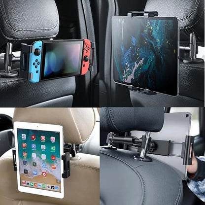 Tablet Holder for Car Headrest, Car Holder for 4.7-13'' Tablet or Phone Holder Back Seat Headrest Mounting Holder for iPad Pro 12.9- Red Buckle