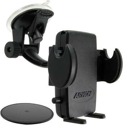 ARKON Windshield and Dash Car Phone Holder Mount for iPhone X 8 7 6S 6 Plus 8 7 6S 6 Galaxy Note Retail Black (SM415)