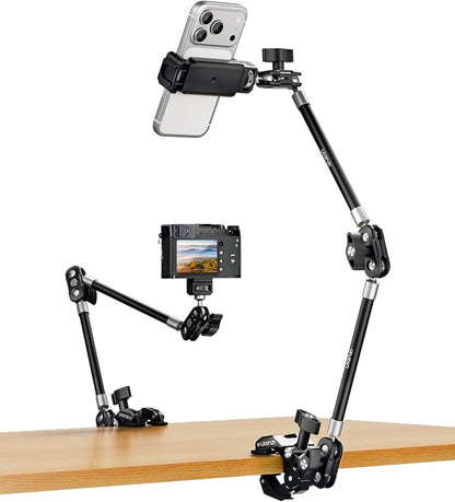 ULANZI 22'' CO78 Magic Arm w Desk C Clamp, Camera Mount Articulating Friction Arm w Super Clamp, 1/4" & ARRI Pins, Overhead Phone Mount Holder Stand, 1kg f Phone & Action Cam, Video Light