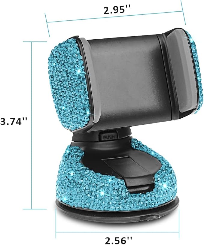 eing Car Phone Mount Cell Phone Holder with One More Air Vent Base,Bling Crystal Universal Phone Mount Holder Cradle for Dashboard,Windshield and Air Vent,Blue