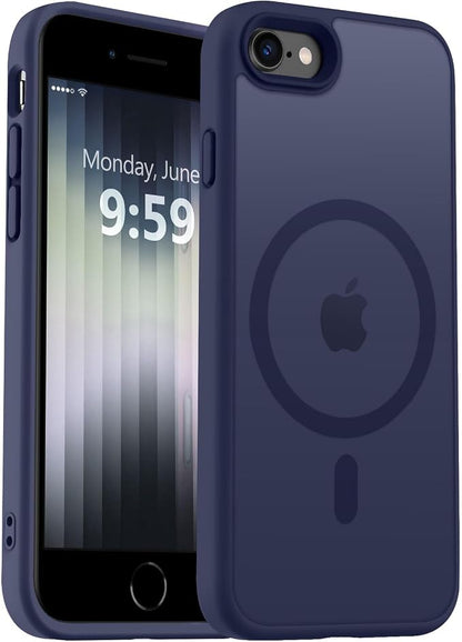 MOCCA Strong Magnetic for iPhone SE Case 2022/iPhone SE 2020 Case/iPhone 7 Case/iPhone 8 Case [Compatible with Magsafe] Slim Thin Translucent Matte Protective Cover Phone Case 4.7'', Deep Blue