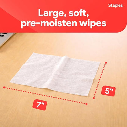 Staples Screen Cleaning Wipes – 100‑Count Tub for Monitors, Laptops, Phones & Electronics