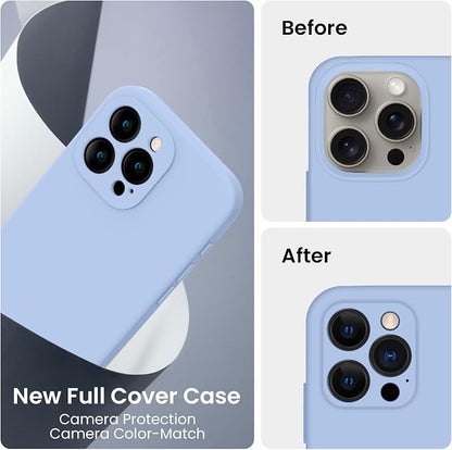 FireNova Designed for iPhone 15 Pro Case, Silicone Upgraded [Camera Protection] Phone Case, Soft Anti-Scratch Microfiber Lining Inside, 6.1 inch, Light Blue
