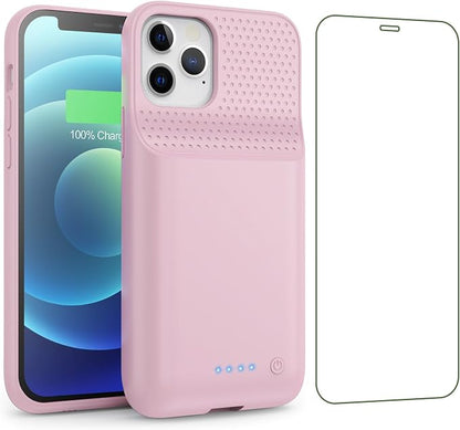 Battery Case for iPhone 12/12 Pro,[2025 Upgraded] 10800mAh Ultra-Slim Portable Extended Charger Case Cover for iPhone 12/12 Pro Charging Case (6.1 Inch)-Pink