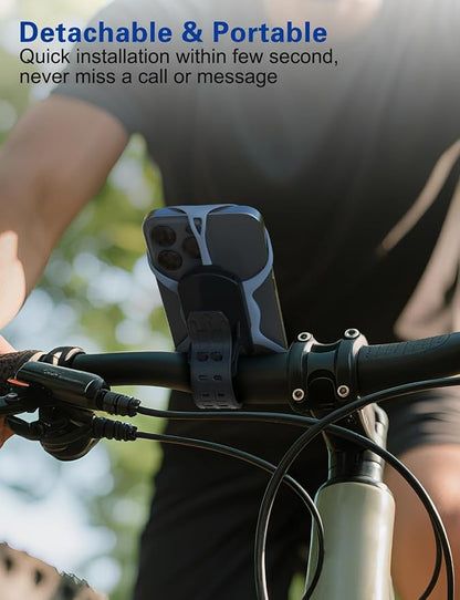 Bike Phone Mount Holder, Detachable Bicycle- 360° Rotatable, Cell Phone Mount for 4"-7" Phones Silicone Bicycle for 16 Pro Max / 15, S10 and More 4.7-6.8" Phone, Grey