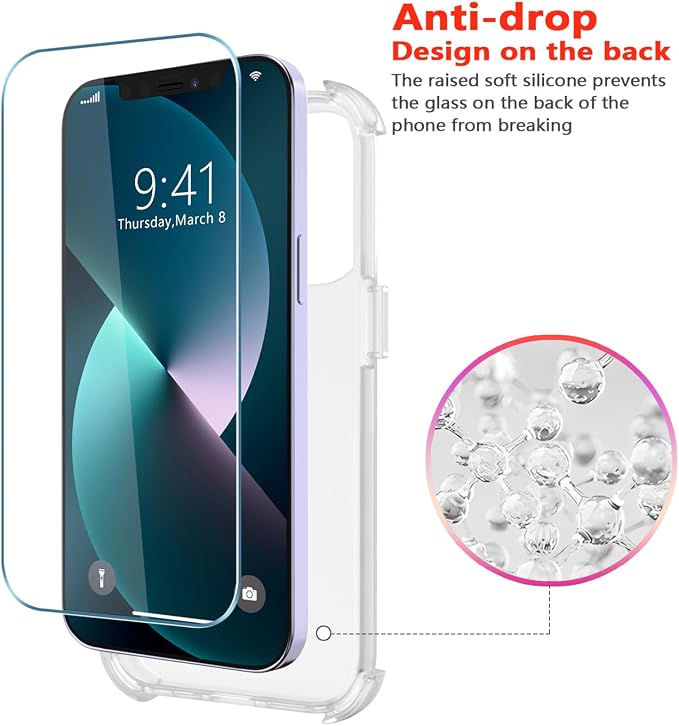 Diverbox for iPhone 13 Case [Shockproof] [Dropproof] [with Screen Protector ] 3in1 Heavy Duty Protection Phone Case Cover for Apple iPhone 13 (Matte Clear)