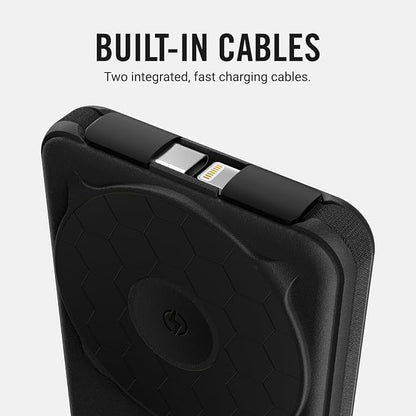 Ridge Magnetic Power Bank Fast Charging - Compatible with MagSafe - Portable Charger Power Bank - with Built in Cable and Wireless Charging, 5-in-1 Charging & Magnetic Attachment (Matte Black)