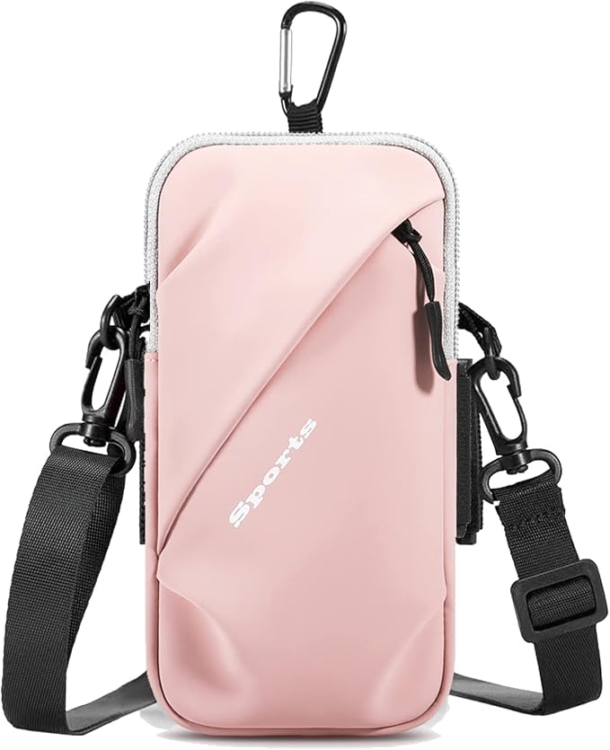 Prime Comfort Phone Holder, Small Crossbody Shoulder Holsters Bag with Arm Band, Fits iPhone and Android, Use for Running, Walking, Hiking & Biking (6.7 Inches, Pink)