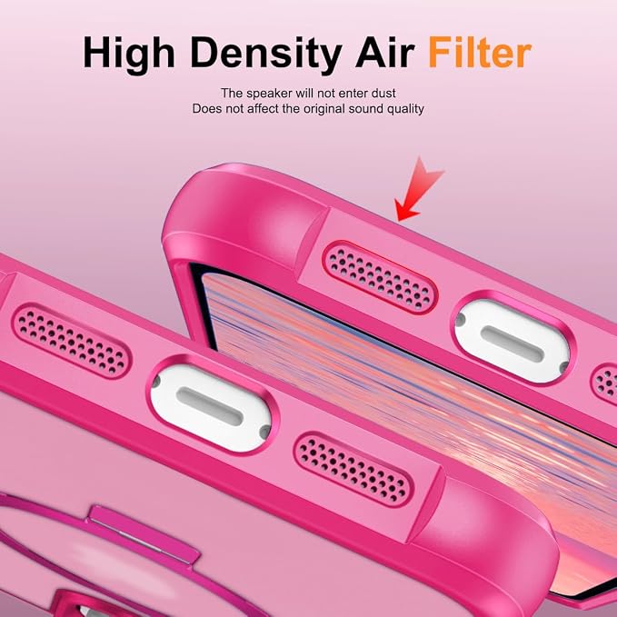 360° Magnetic Swivel Ring for iPhone 13 pro max case, Built-in Metal Stand and Ring Holder, Magsafe Compatible, Military Grade Protection, Shock Resistant - Rose Pink
