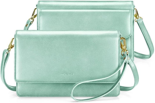 nuoku Women Small Crossbody Bag Cellphone Purse Wallet with RFID Card Slots 2 Straps Wristlet
