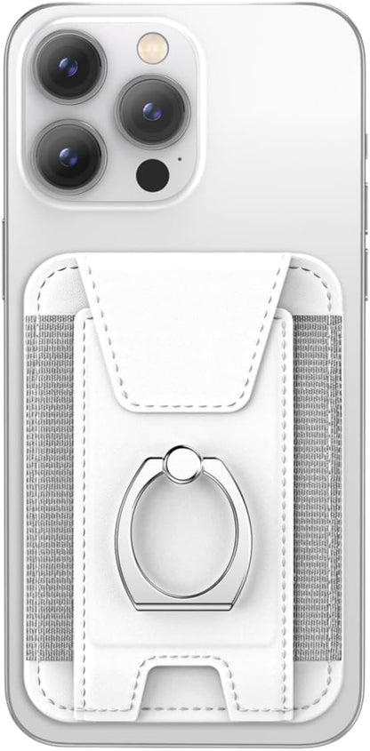 for Magsafe Wallet, Slim Magnetic Card Wallet with Grip, 7 Cards Holder RFID Blocking, Ring Stand Stick on Wallet with Privacy Flap(White)