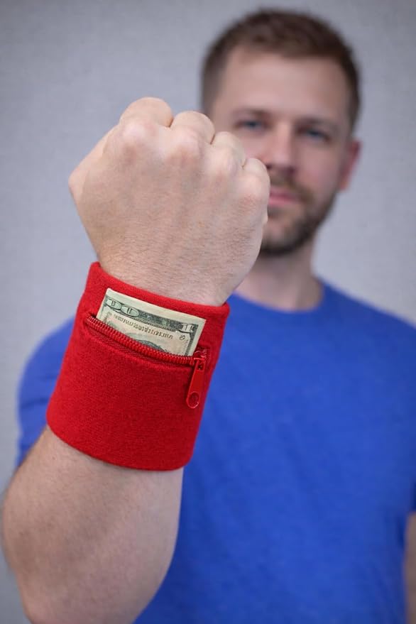 Suddora Zipper Wrist Pouch - Sweatband/Wristband Wallet for Keys, ID, Cards, Cash