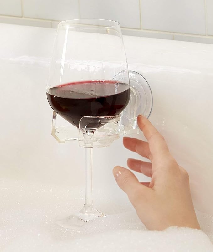 The Original SipCaddy Shower Beer & Bath Wine Holder | Portable Drink Cupholder | Shower Caddy | Beer, Wine, Shampoo Holder | American-Made Suction Cup | Clear