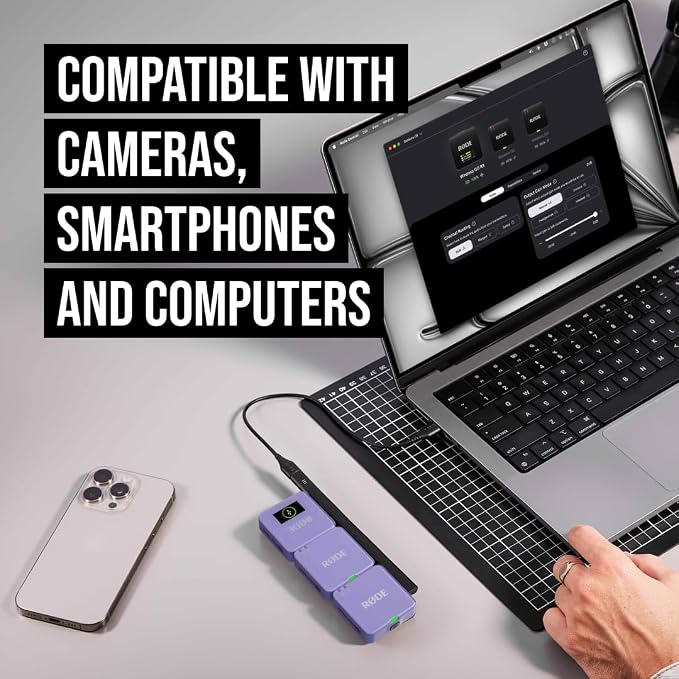 RØDE Wireless GO (Gen 3) – Compact Wireless Mic – Pristine Audio, 32-bit Float Recording, Automatic Level Control, for Phones, Cameras and Computers (Lilac)