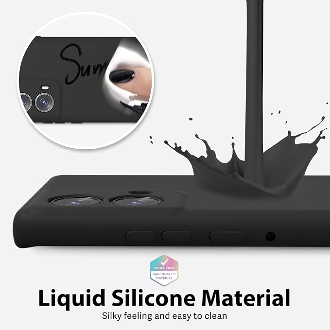 oakxco for Motorola Moto Edge 2024 Phone Case Liquid Silicone, Thin Slim Soft Rubber Gel TPU Plain Protective Simple Cover for Women Girl Cute, Matte Solid Color Aesthetic, Black