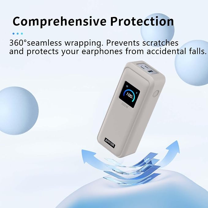 Case for Anker Prime Power Bank(26,250mAh 300W),NOUKAJU Silicone Protective Case,Drop-Proof,Scratch-Proof,Shock-Proof,Dust-Proof,Protective Cover for Anker Prime 26,250mAh Power Bank 300W(Gray)