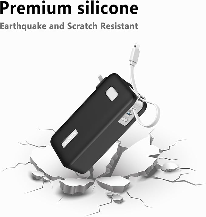 Geiomoo Soft Silicone Case for Anker Nano 3-in-1 Charger Power Bank 10,000mAh, Flexible Scratch Resistant Cover (Black)