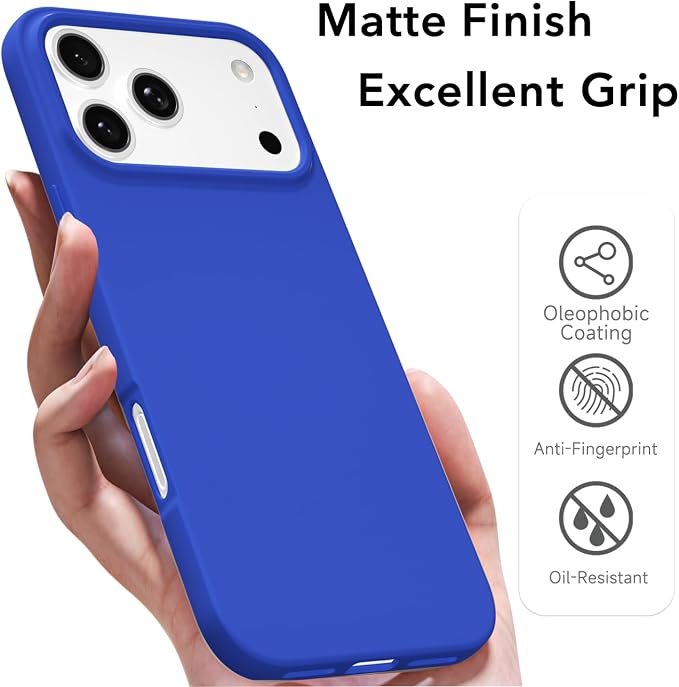for iPhone 17 Pro Case Silicone Compatible with Magsafe Case, Ultra Slim Thin Magnetic Phone Cases Mag Safe, Cute Soft Rubber Gel TPU Matte Plain Wireless Charging Cover for Women, Royal Blue