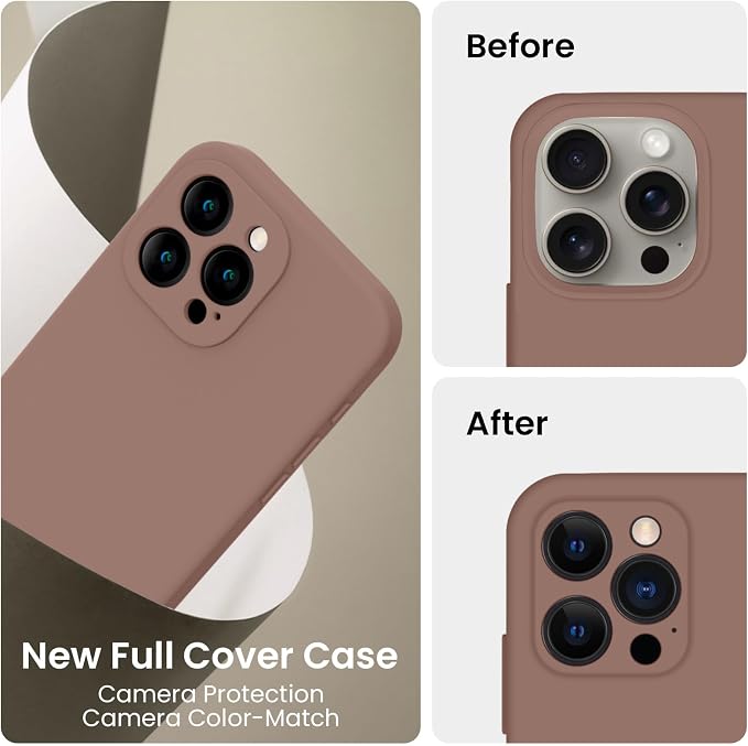 FireNova Designed for iPhone 16 Pro Max Case, Silicone Upgraded [Camera Protection] Phone Case, Soft Anti-Scratch Microfiber Lining Inside, 2024, Light Brown