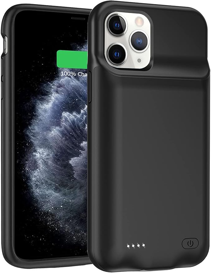 Upgraded 10000mAh High Capacity Rechargeable Portable Protective Extended Charger for iPhone 11 Pro Max (6.5 inch) - Compatible with iPhone 11 Pro Max - Charging Case & Carplay (Black)