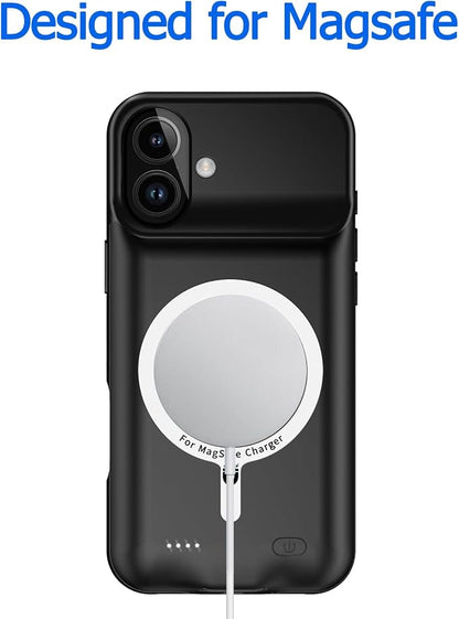 Battery Case for iPhone 17, Upgraded 10000mAh Protective Charging Case with Wireless Charging Compatible with iPhone 17 (6.3 inch) Rechargeable Extended Battery Pack Charger Case with Carplay (Black)