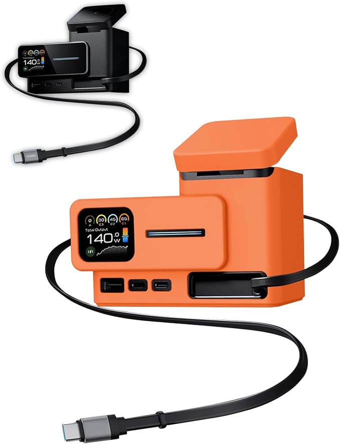 Silicone Protective Case Compatible with CUKTECH 15 Super Power Station 140W, Full-Body Protective Cover with Precise Cutouts, Shockproof & Scratch-Resistant Sleeve (Orange)
