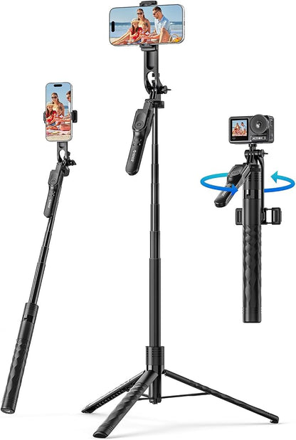 ORICO 69" Phone Tripod, Selfie Stick Tripod for iPhone with Wireless Remote Control, 360° Rotatable Phone Holder for Vlogging, Video Recording, Extendable Stand for Cell Phone Camera GoPro