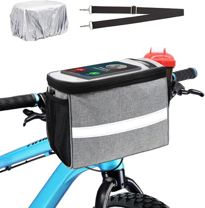 Bike Handlebar Bag - Front Basket with Bike Phone Mount, Bicycle Cooler Pouch Pack for Kids Girls Boys Men Women