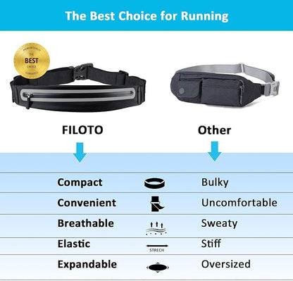 Running Belt Fanny Pack, Running Waist Pack for Women & Men USA Patented Hands-Free Reflective Runner Pouch Belt Fitness Workout Bag No-Bounce Adjustable Sport Travel Fanny Pack Cell