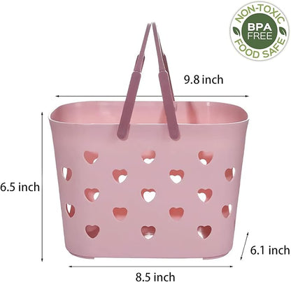 Anyoifax Portable Shower Caddy Tote Plastic Storage Basket with Handle Box Organizer Bin for Bathroom, Pantry, Kitchen, College Dorm, Garage - Pink
