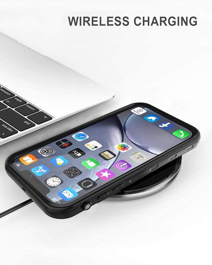 for iPhone XR Waterproof case Life Snowproof Dirtproof Shockproof Cover … (Black/Clear)