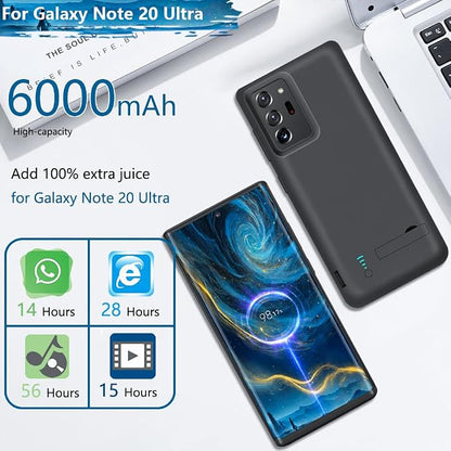 Sitong Battery Case for Samsung Galaxy Note 20 Ultra 5G, 6000mAh Rechargeable Extended Battery Charging Charger Case, Add 100% Extra Juice, Not Compatible with Galaxy S20 Ultra Black