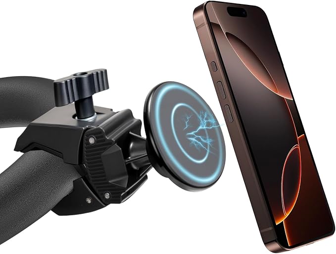 Magnetic Phone Holder Mount - N52 Strong Magnet, for Treadmill, Stroller, Golf Cart, Gym (Compatible with Peloton), Shopping Cart - MagSafe Compatible for MagSaf e iPhone 12-17 Series