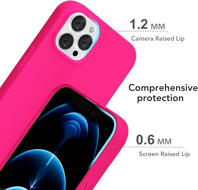 for iPhone 12 Pro Max Case Silicone Compatible with Magsafe Case, Ultra Slim Thin Magnetic Phone Cases Mag Safe, Cute Soft Rubber Gel TPU Matte Plain Wireless Charging Cover for Women, Hot Pink
