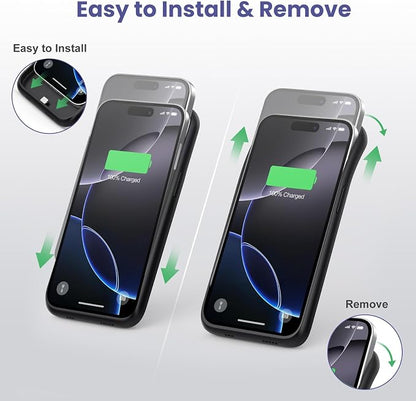 Battery Case for iPhone 16 Pro, [2025 Upgraded] 7500mAh Ultra-Slim Portable Smart Charging Case Rechargeable Protective Extended Charging Cover Only for iPhone 16Pro Battery Pack (6.3 Inch), Black