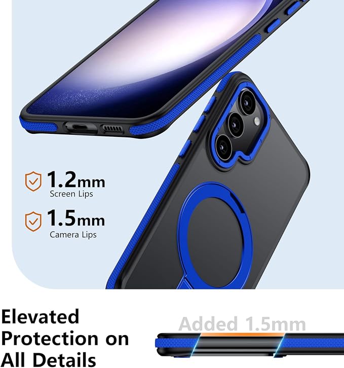 for Samsung Galaxy S23 Plus Case, Magnetic Adjustable Ring Stand [Fit for Magsafe], [Military-Grade Shockproof Protection] Phone Case with Kickstand&Ring Holder (Blue)