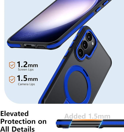 for Samsung Galaxy S23 Case, Magnetic Adjustable Ring Stand [Fit for Magsafe], [Military-Grade Shockproof Protection] Phone Case with Kickstand&Ring Holder (Blue)