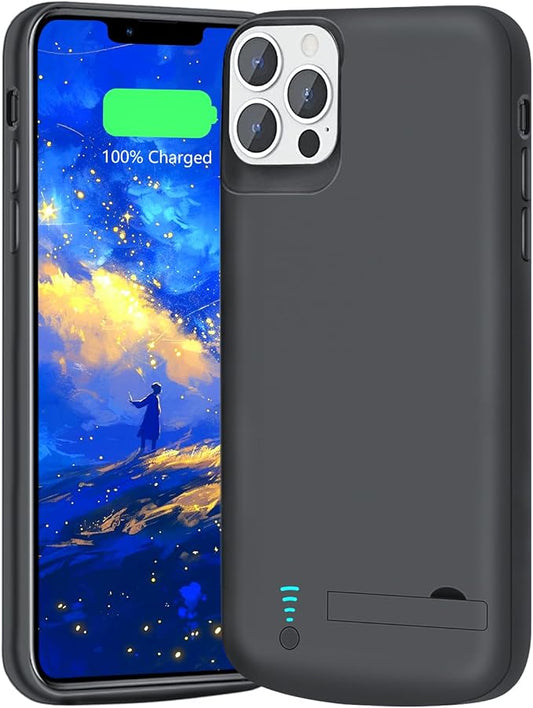 [New Version Battery Case for iPhone 13/13 Pro, 5000mAh Rechargeable Extended Battery Charging Charger Case, Add 100% Extra Juice (6.1 Inches) Black