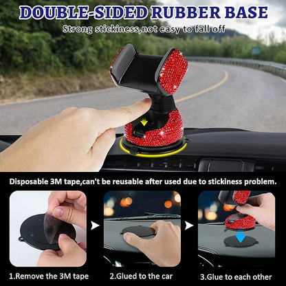 eing Car Phone Mount Bling Crystal Cell Phone Holder with One More Air Vent Base,Universal Universal Phone Car Air Vent Mount Holder Cradle for Dashboard,Windshield and Air Vent,Red