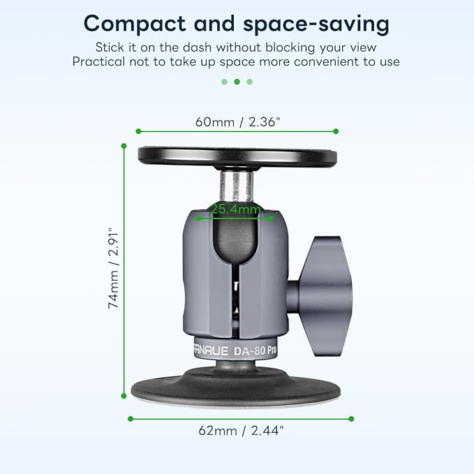 FANAUE SC-03T Magnetic Car Mount Compatible with RAM Mounts B Size 1" Ball Head and Motorcycle Phone Mount, Magnetic Car Phone Holder Can Install on Car Accessories Dashboard for 4.7-7.5" Smartphone.
