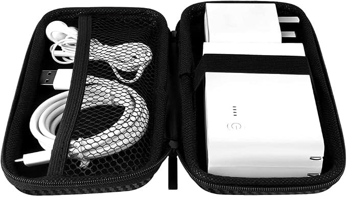 iMangoo Travel Essential Electronics Organizer Pouch Charger Case, Shockproof Dual Zipper Power Bank Cables Tech Accessories Purse, Men & Women Travel Must Have Storage Bag, 6.5x3.2x1 inch Fiber Black