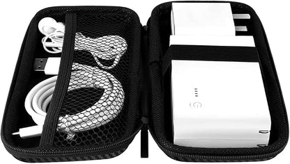 iMangoo Travel Essential Electronics Organizer Pouch Charger Case, Shockproof Dual Zipper Power Bank Cables Tech Accessories Purse, Men & Women Travel Must Have Storage Bag, 6.5x3.2x1 inch Fiber Black