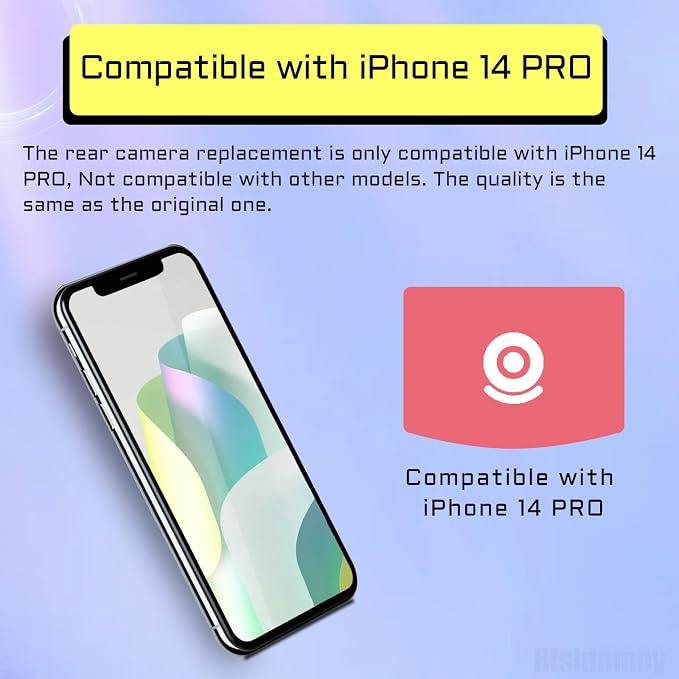 for iPhone 14 Pro 48MP OEM Main Rear Back Camera Replacement with Ultra Wide Telephoto Lens 5X Optical Zoom HDR Photos Flex Cable 4K 60 fps 1080p HD Video A2650 A2889 A2890 A2891 A2892