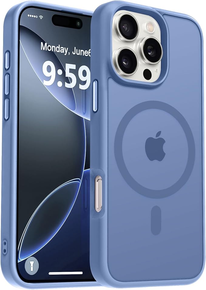 MOCCA Strong Magnetic for iPhone 16 Pro Phone Case, [Compatible with Magsafe][16FT Mil-Grade Drop Protection] Slim Thin Translucent Matte Protective Cover Case for iPhone 16 Pro Case, Blue