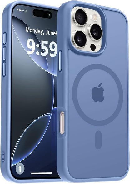 MOCCA Strong Magnetic for iPhone 16 Pro Max Phone Case, [Compatible with Magsafe][16FT Mil-Grade Drop Protection] Slim Thin Translucent Matte Protective Cover Case for iPhone 16 Pro Max Case, Blue