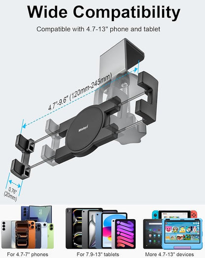 woleyi Kitchen Cabinet Tablet Mount, Easy-Install Under Cabinet Tablet Holder Stand with 360° Adjustable Clamp for iPad Pro Air Mini, Galaxy Tabs, Z Fold, Fire, Surface, Switch, iPhone, 4-13" Devices