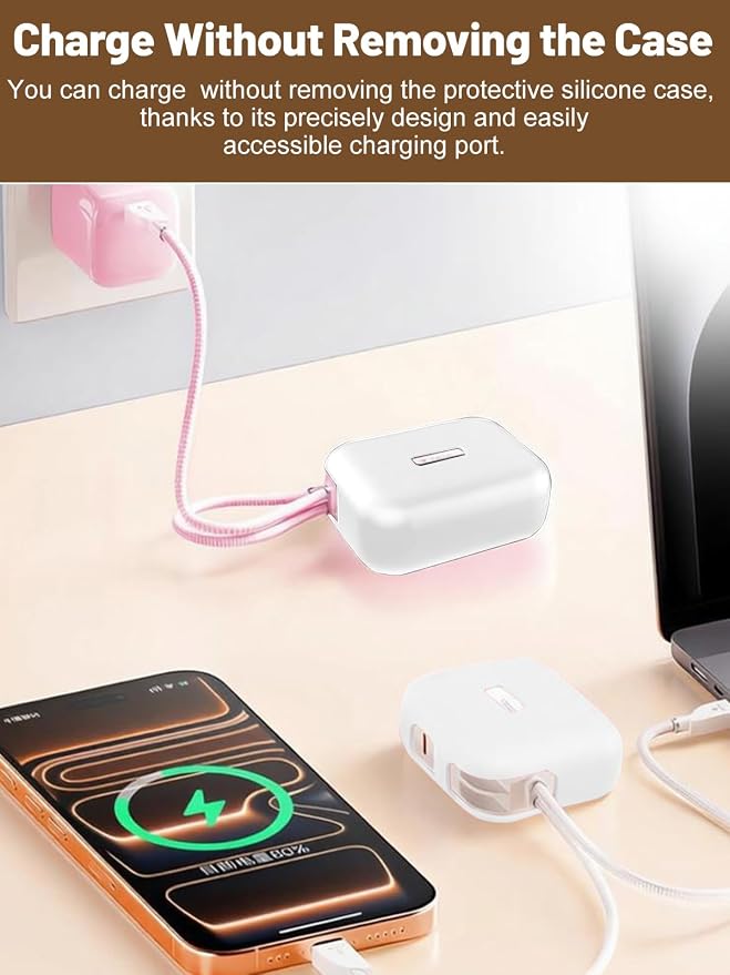 Silicone Protective Case Compatible with TORRAS EasyGo Power Bank 45W Ultra-Fast Charging 10000mAh, Full-Body Protective Cover with Precise Cutouts, Shockproof & Scratch-Resistant Sleeve (White)