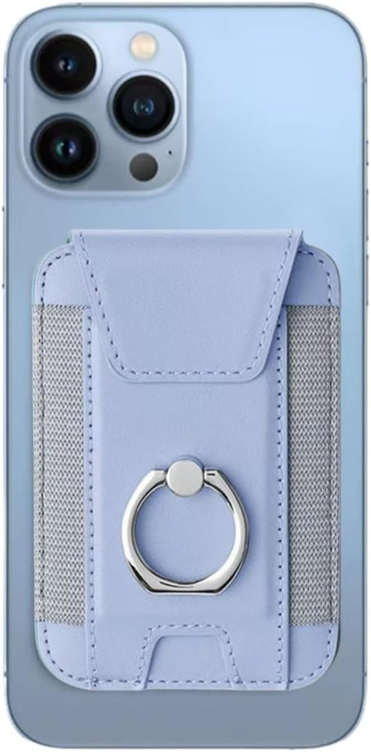 for Magsafe Wallet, Slim Magnetic Card Wallet with Grip, 7 Cards Holder RFID Blocking, Ring Stand Stick on Wallet with Privacy Flap (Light Purple)